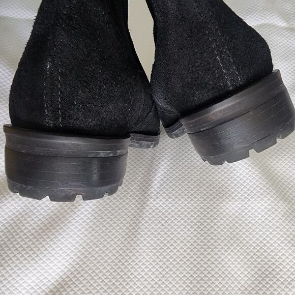 Jack Rogers Suede Leather Chelsea Black Ankle Boots - Picture 9 of 14